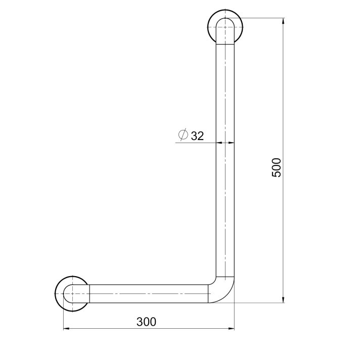 Toalettarmstöd GRABBA STSH-794C 800x750 mm. Diameter: 32mm. - Bild 2