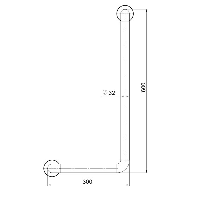 Stödhandtag  90º GRABBA STSH-791C 300x600 mm Diameter: 32mm. - Bild 2
