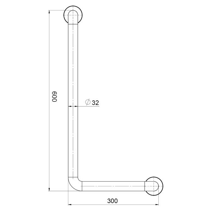 Stödhandtag  90º GRABBA STSH-791H 300x600 mm Diameter: 32mm. - Bild 2