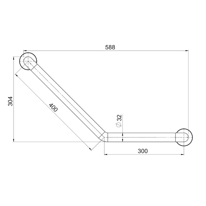 Vinklat Stödhandtag 135º GRABBA STSH-792F 300x400 mm  Diameter: 32mm. - Bild 2