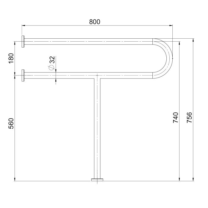 Toalettarmstöd GRABBA STSH-795B 800x700 mm. Diameter: 32mm. - Bild 2